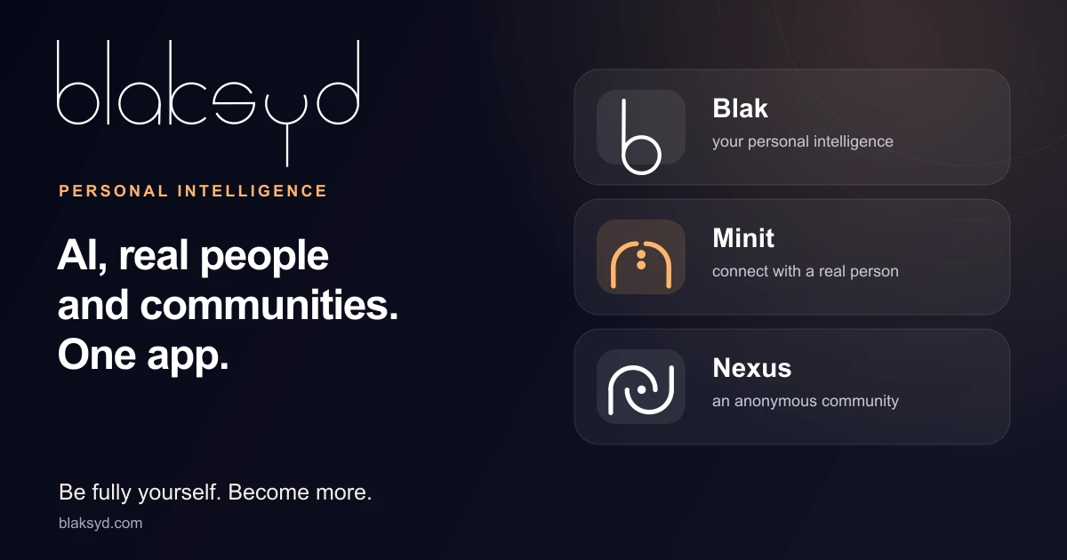 Blaksyd — Personal Intelligence through Blak, Minit, and Nexus.